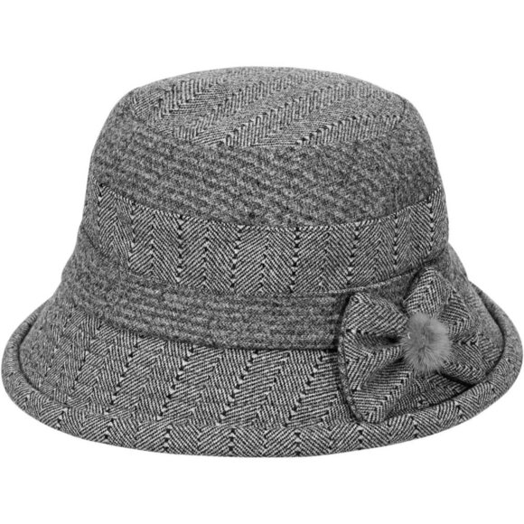 ?Coloursun Vintage Cloche Bowler Women Grey Winter Warm  Fashion Bucket Hat main image 6